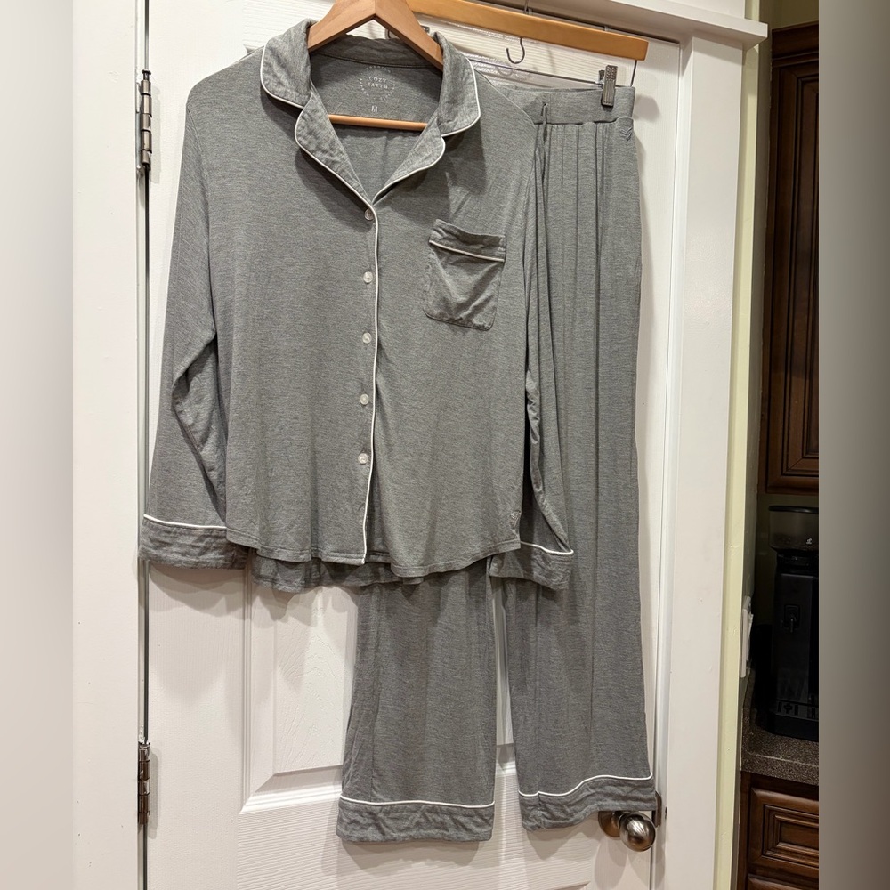 Women's Grey Bamboo Stretch-Knit Long Sleeve Pajama Set